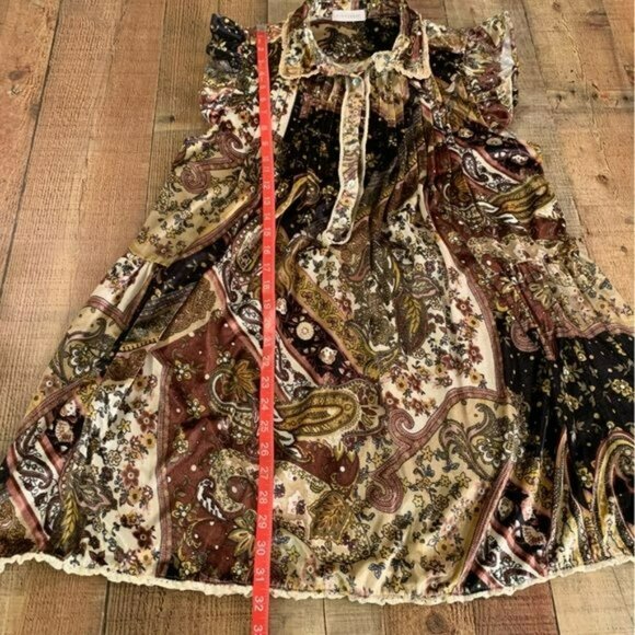 Echo Rose womens size medium tapestry paisley damask button front midi dress - Picture 3 of 11